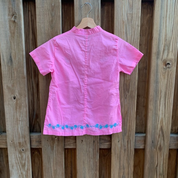Embroidered Pink Button Down Blouse - Picture 2 of 7